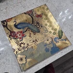 Gold and Blue Peacock Decorative Plate